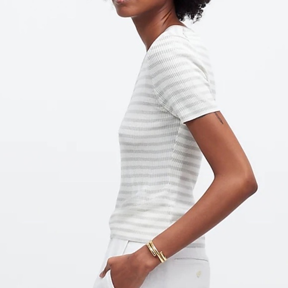Madewell monument stripe Micro-Rib Sweater Tee - Picture 2 of 6